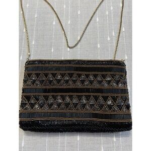 Vtg La Regale Art Deco Evening Purse Luxurious Gold & Black Beaded Masterpiece